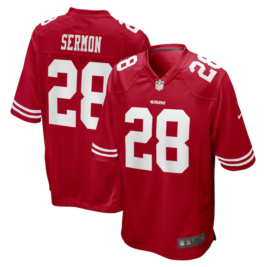 Men San Francisco 49ers #28 Trey Sermon Nike Scarlet Game NFL Jersey